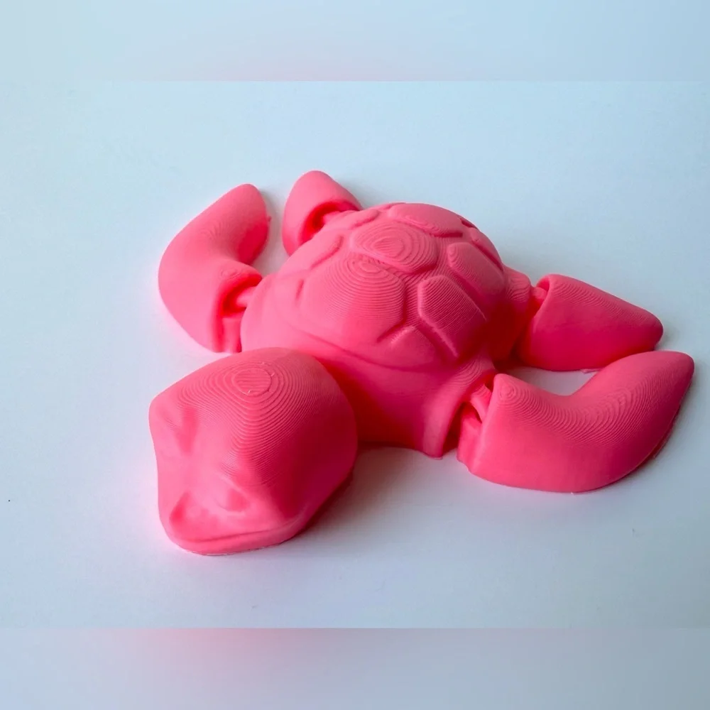 3D Printed Articulated Pink Turtle Toy Fidget Toy Desk‎ Toy
